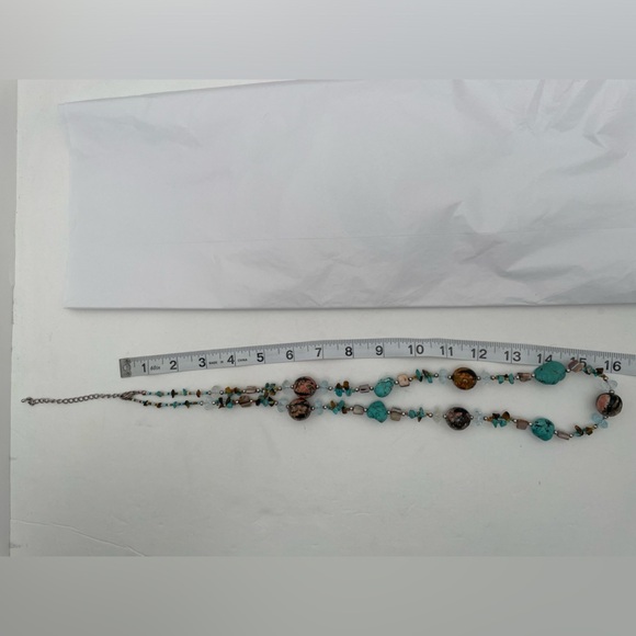 Multicolor Stone/Beaded Necklace with faux turquoise and tiger eye - Picture 3 of 4